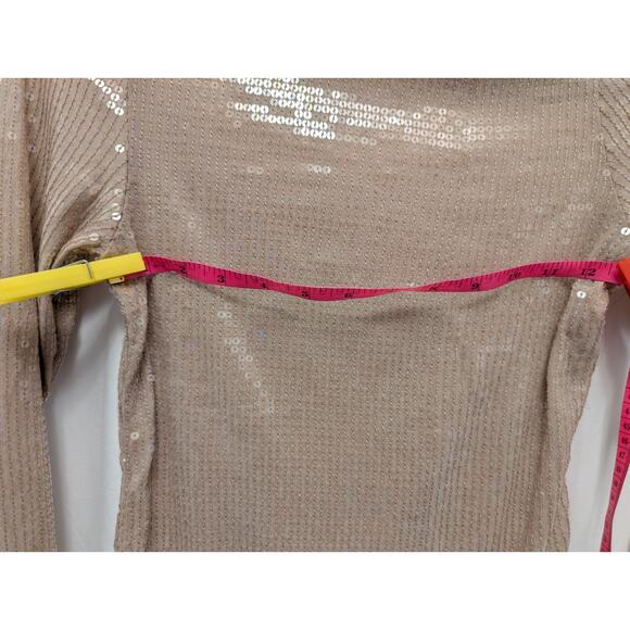 Free People NWT Small light tan sequin top msrp $29.95 - Picture 7 of 10